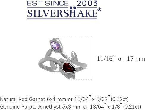 Silvershake Genuine Gemstones 925 Sterling Silver Tulip Flower Wedding Party Right Hand Ring Jewelry for Women in Kuwait