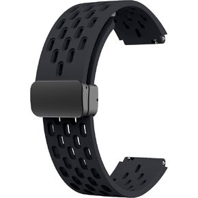 Magnetic Watch Band 18mm 19mm 20mm 22mm Quick Release Silicone Sport Sweatproof Breathable Watch Band for Men Women, Soft Silicone Sport Watch Strap