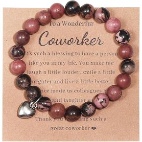 COLORFUL BLING Boss Coworker Thank You Gifts Office Gifts Boss Day Gifts for Women Natural Stone Beaded Bracelet Retirement Present