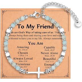 Cross Bracelet, Religious Beaded Motivational Bracelets For Women Sister In Christ Friend Niece Granddaughter Daughter On Christmas Easter Birthday Graduation Jewelry Gift