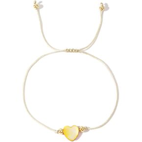 Baroque Beaded Friendship Strand Bracelets for Women,Heart Handmade Adjustable Rope Gold Ball Beads Bohemian Stackable Bracelet Jewelry Gift in Kuwait