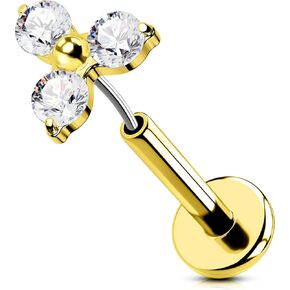 OUFER Helix Piercing Jewelry, 316L Surgical Steel 16G Push In Threadless Gold Cartilage Helix Earrings Flat Back, Colorful CZ Cartilage Helix Tragus Lobe Piercing Jewelry for Women Men