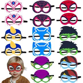 Superhero Masks Party Favors for Kids, 16 Packs Kids Super Hero Costumes Party Masks Birthday Gift Halloween Cosplay Felt Mask Superhero Party Supplies Favors Decorations