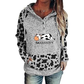 Womens Vintage Loose Casual Hoodie Long Sleeve Pullover Tops Sweatshirt with Kangroo Pocket