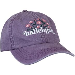 Kerusso Grace & Truth - Hallelujah - Flowers - One Size Fits Most Purple/Pink Cotton Baseball Hat Cap for Outdoor Activities