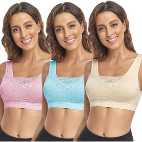Litthing Lace Bralettes for Women Padded Sports Bra Seamless Women’s Tank Tops Wirefree Comfort Yoga Cami Bras