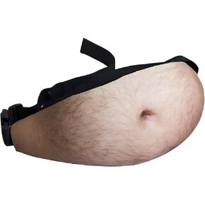 JOYFISCO Belly Fanny Pack Funny White Elephant Gifts for Men Women Gag Gifts Fake Belly Dad Bag Beer Belly Waist Pack Christmas Stocking Stuffers Gift Exchange Unisex Waist Bag