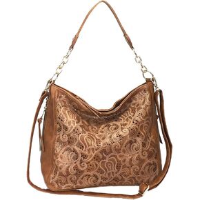 Laser Cut Bling Hobo fashion CCW Bag Faux Leather Concealed Carry Purse