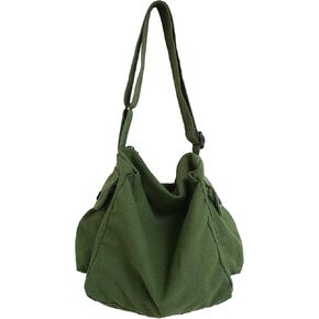 Canvas Tote Bag Hobo Crossbody Handbag Big Capacity Messenger Bag with Multiple Pockets Casual Shoulder Bag for Women Men