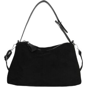 Valleycomfy Suede Purses for Women, Slouchy Shoulder Bag Retro Crescent Satchel Hobo Handbags