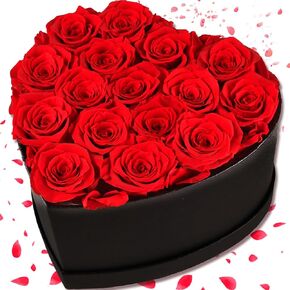 16 Forever Flowers, Preserved Rose in 9.5 inch Heart Shape Box, Birthday Gifts for Women, Wife, Mom, Prime Eternal Roses Gifts for Valentines Day, Mothers Day, Anniversary, Graduation, Wedding