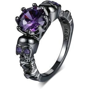 Rings for Women Gothic Jewelry Black Rings Skull Ring Promise Rings Cubic Zirconia Ring Skeleton Jewelry emo Rings Christmas Gifts Statement Rings for Women