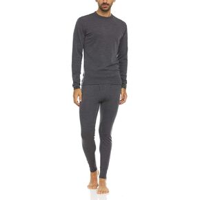 100% Merino Wool - Men's Midweight Top and Bottom - Thermal Base Layer Set - Charcoal Gray - Large Tall