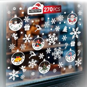 X-Protector Christmas Window Clings - 89 PCS Set - Amazing Christmas Stickers for Window - Christmas Window Decorations Stickers - Christmas Decorations Indoor with Christmas Characters & Snowflakes!