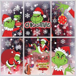 9 Sheets Christmas Window Clings,Reusable Christmas Window Decals Stickers,Christmas Holiday Window Clings for Glass Windows Xmas Holiday Home Decor