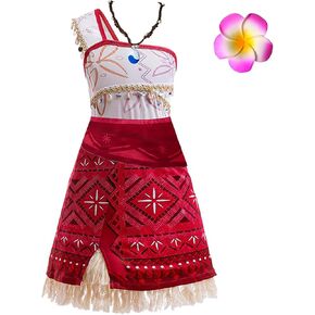 Moana Costume for Girls Adventure Outfit Ocean Princess Birthday Party Dress Up with Accessories
