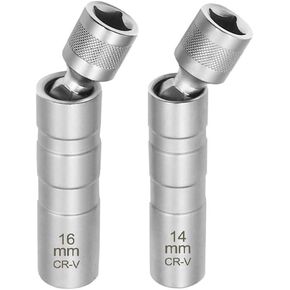 YSIL 14MM & 16MM Magnetic Swivel Spark Plug Socket 16mm Thin Wall 12-Point 3/8 Inch Drive Spark Plug Socket Removel Tool 4" Length Compatible with Most Cars Motorcycles SUVs