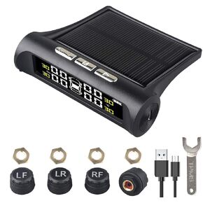Car Tire Pressure Monitoring System,TPMS Solar Monitor System Universal Wireless Car Alarm Waterproof External Sensors 6 Modes Real-time & Temperature for Rv Trailer