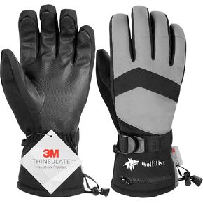 Ski Gloves Waterproof Windproof - 3M Thinsulate Insulated Warm Snow Gloves, Snowboard Gloves with Zipper Pocket, Touchscreen Winter Gloves for Men Women