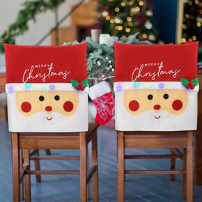 LED Christmas Light Up Chair Back Covers 4 Pcs, Santa Claus Dining Chair Covers for Party, Cute Christmas Hat Chair Slipcover Decorations Indoor, Glow Party Supplies and Favors, 20 x 20 Inch