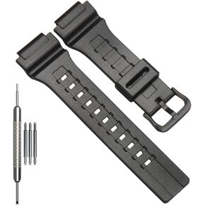 Resin Replacement Watch Strap Compatible with Casio MCW200H AE-1400 Men’s Black Sprot Waterproof Watch Band