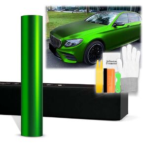 20"x60" (1.6FTx5FT) PET Romance Chrome Beast Green Vinyl Wrap Auto Car Sticker Decal Film Sheet Bubble Free Air Release Technology with Tool Kit
