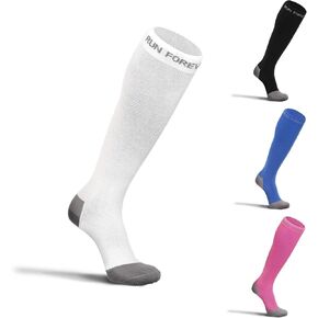 Compression Socks for Men & Women – 20-30mmHg Medical Grade Graduated Stockings (White, Large)