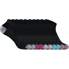 U.S. Polo Assn. 10 Pair Women's Athletic Performance Socks - Low Cut Moisture Control Running & Breathable Socks, BLACK 7475 (Shoe Size 4-10)