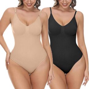 Match Women's 2 Piece Bodysuits Tummy Control Shapewear Seamless Sculpting Thong Body Shaper Tank Top