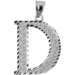 925 Sterling Silver Initial Letter D Charm Pendant, 0.7"