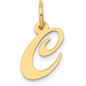 10K Small Fancy Script Letter Initial Alphabet Charm Pendant (Length 16mm Width 17 mm)