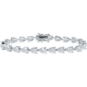 Palm Beach Jewelry 17.04 TCW Pear-Cut Cubic Zirconia Silvertone Tennis Bracelet 7-inch