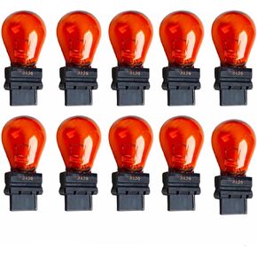 Clear Car External Turn Signal Bulb Halogen Lamp GT25 3156 3157 12V 21W 21/5W Brake Light W2.5x16D Amber White Taillight Set of 10 (3157 Amber)