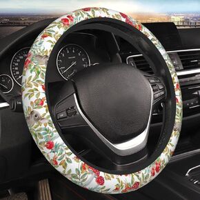 Green Frog Mushroom Steering Wheel Cover Non-Slip Auto Steering Wheel Protector Car Accessories Universal Fit 15 Inches for Men Women