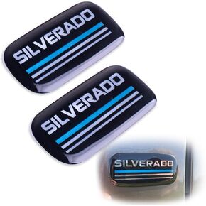 2Pcs 3D Emblem Nameplate Letter Replacement for Chevy Silverado Emblem (Blue)