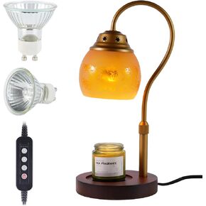 Candle Warmer Lamp, Electric Candle Lamp Warmer with Timer, Gifts for Mom, Bedroom Home Decor Dimmable Candle Warmer Lamp for Scented Wax with 2 Bulbs,Ideal for Jar Candles (Red)