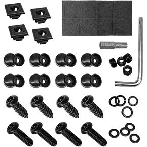License Plate Screws Anti Theft Stainless Kit - 1/4"(M6) Security Screw Security Screw Set, Tamper Resistant Mounting Hardware, Chrome Caps, Fasteners Nut