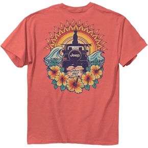 Jeep Sun Dog Short Sleeve T-Shirt, Pink |Sun, Dog, Wrangler Design for Beach Lovers | 100% Ringspun Cotton, Watermelon