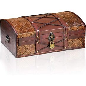 Brynnberg - Pirate Treasure Chest Storage Box - Jimmy 13,8" x9,1 x9,4 - Durable Wood & Metal Construction - Unique, Handmade Vintage Design With A Front Lock - Striking Decorative Element