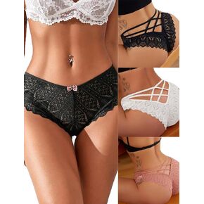 Sexy Panties for Women Cheeky Lace Sexy Underwear Pack Criss Cross Bikini Panty Brief