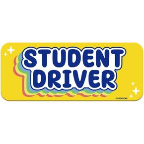GEEKBEAR [Signature] Student Driver Car Magnet - Rainbow Line - Rectangular 8.7 x 3.5 in (1, Blue)