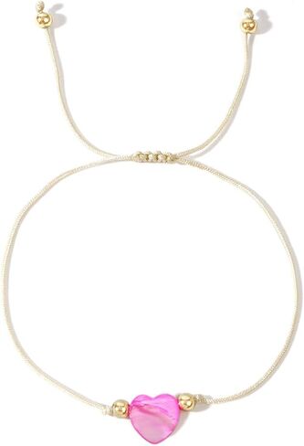 Baroque Beaded Friendship Strand Bracelets for Women,Heart Handmade Adjustable Rope Gold Ball Beads Bohemian Stackable Bracelet Jewelry Gift in Saudi Arabia