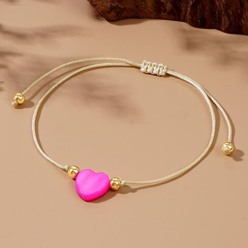 Baroque Beaded Friendship Strand Bracelets for Women,Heart Handmade Adjustable Rope Gold Ball Beads Bohemian Stackable Bracelet Jewelry Gift in Saudi Arabia