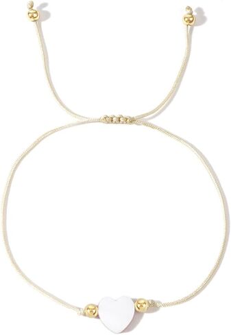 Baroque Beaded Friendship Strand Bracelets for Women,Heart Handmade Adjustable Rope Gold Ball Beads Bohemian Stackable Bracelet Jewelry Gift in Saudi Arabia