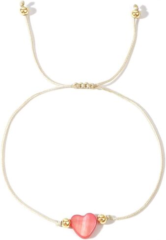 Baroque Beaded Friendship Strand Bracelets for Women,Heart Handmade Adjustable Rope Gold Ball Beads Bohemian Stackable Bracelet Jewelry Gift in Saudi Arabia