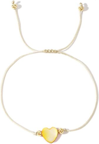 Baroque Beaded Friendship Strand Bracelets for Women,Heart Handmade Adjustable Rope Gold Ball Beads Bohemian Stackable Bracelet Jewelry Gift in Kuwait