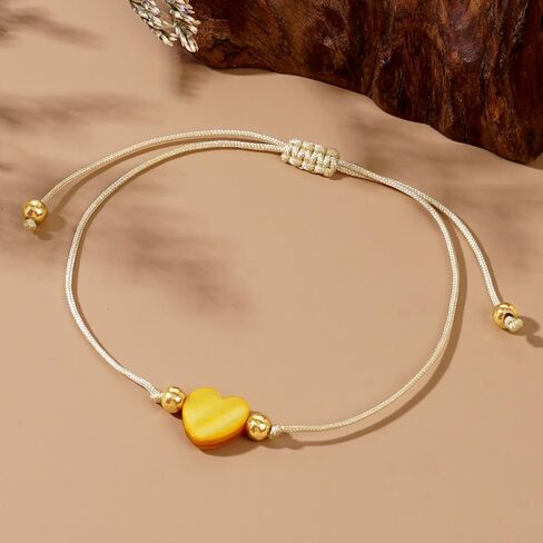 Baroque Beaded Friendship Strand Bracelets for Women,Heart Handmade Adjustable Rope Gold Ball Beads Bohemian Stackable Bracelet Jewelry Gift in Kuwait