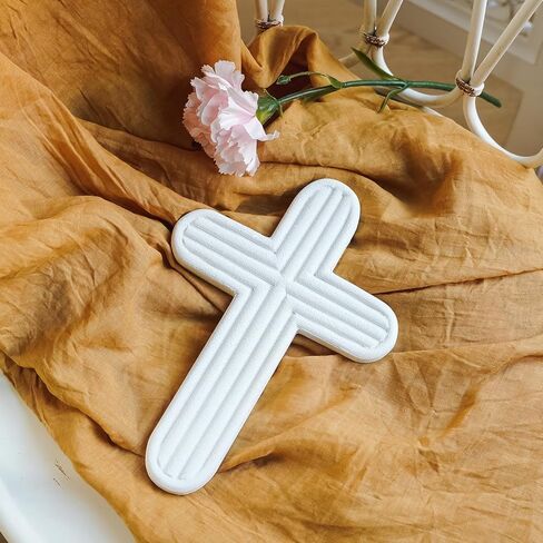 ديكور حائط متقاطع من NIKKY HOME، صليب روحي للمسيحيين، صليب جداري ديني أبيض مع خطاف على الحائط أو الطاولة لتزيين غرفة المنزل في الكنيسة in Kuwait