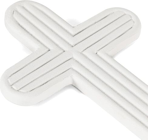 ديكور حائط متقاطع من NIKKY HOME، صليب روحي للمسيحيين، صليب جداري ديني أبيض مع خطاف على الحائط أو الطاولة لتزيين غرفة المنزل في الكنيسة in Kuwait