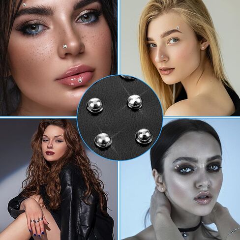 Fake Piercings 720PCs, Faux Fake Nose Ring Lip Piercings Clip-on, Non Pierced Nose Studs, Fake Earrings Belly Skin Piercings, Adhesive Face Body Jewelry Non Piercing for Women Men in Saudi Arabia